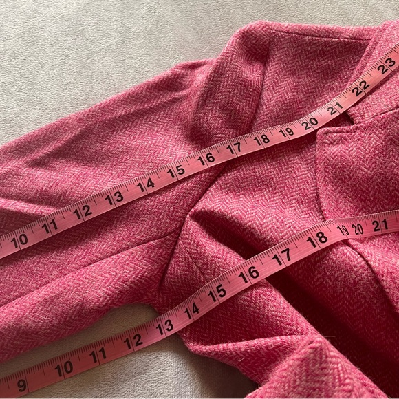 J Crew Bristol raspberry pink multi chevron 100% wool double breasted blazer, 14 - Picture 16 of 16